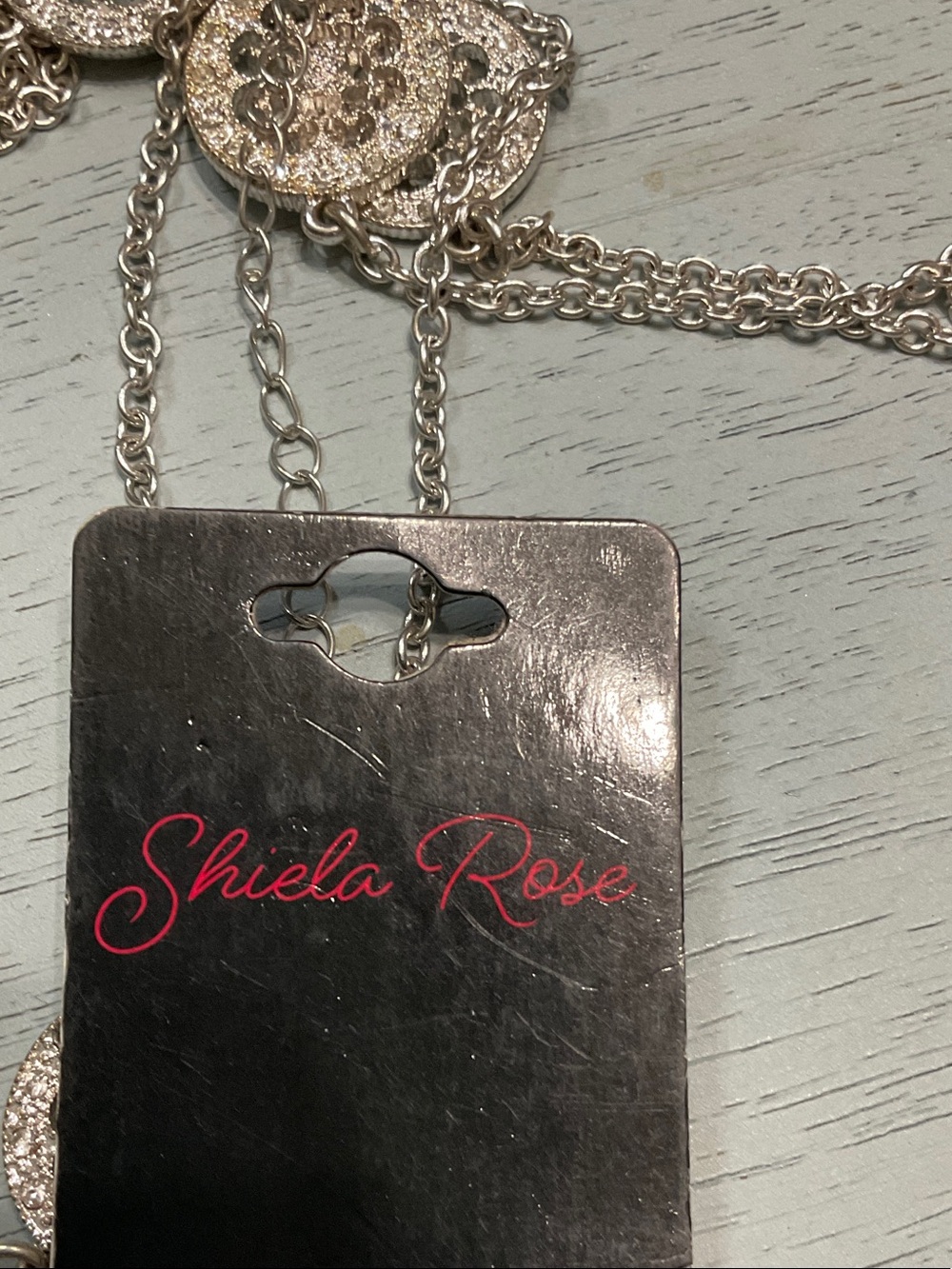 Delicate Silver Floral Disc Long Necklace - Women Jewelry - Picture 2 of 2